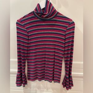 Trina Turk Striped Turtleneck Ribbed Sweater